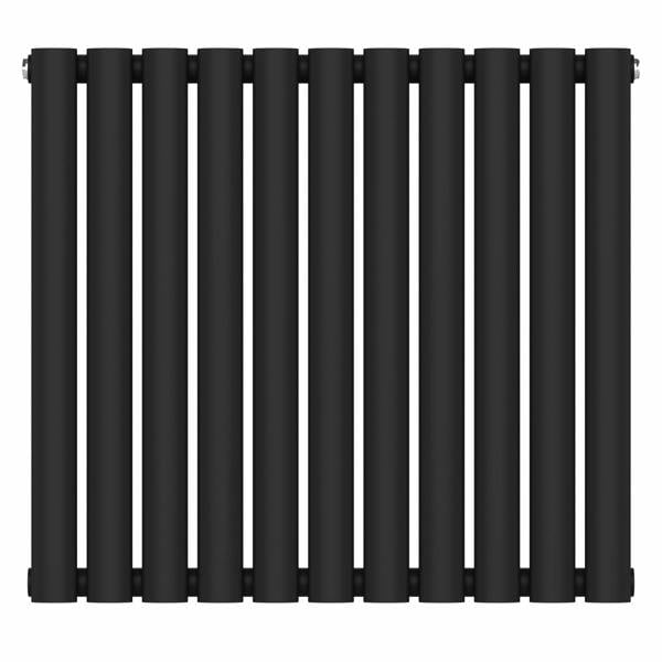MYHOMEWARE Black 660 x 600 mm Modern Horizontal Column Designer Radiator Oval Single Panel Radiator Heater