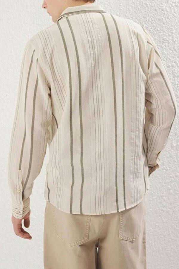 WOVCOR Regular Fit Striped Linen Textured Men’s Shirt