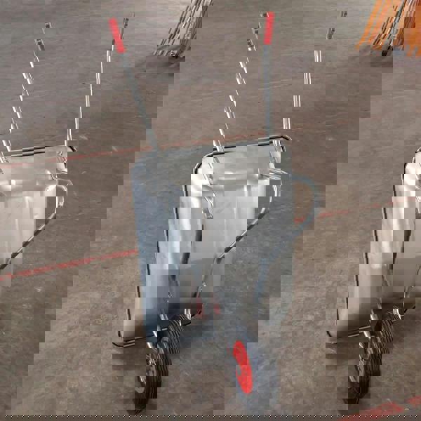 Gr8 Garden Heavy Duty Wheelbarrow 65l Litre Galvanised Steel Outdoor Wheel Barrow Pneumatic