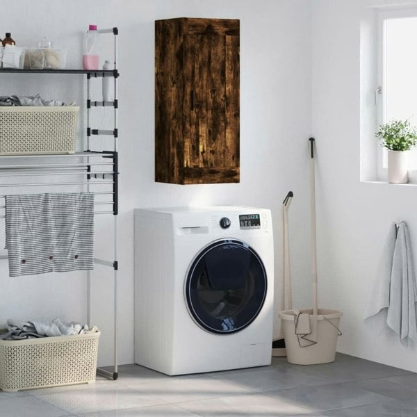 Berkfield Wall Mounted Cabinet Smoked Oak 34.5x34x90 cm Engineered Wood