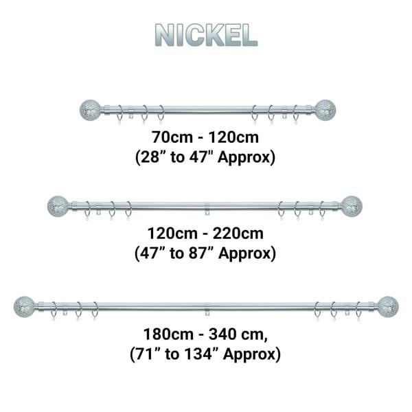 A.Unique Home Crackle Ball Extendable Curtain Pole (25/28mm) (Nickel,180cm-340cm)