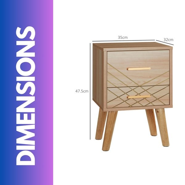 Rafaelo Mobilia Bedside Nightsand Table With Drawer Natural Brown