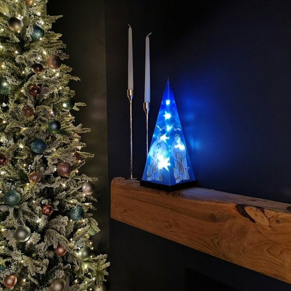 Samuel Alexander 35cm Battery Operated Laser Pyramid Christmas Decoration - The Snowman and Friends