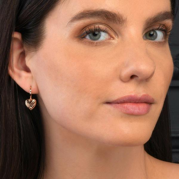 namana Rose Gold Plated 925 Saterling Silver Heart Drop Earrings for Women