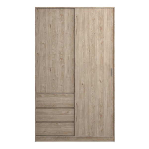 Wyld Haus Budapest Natural Oak Effect Wood Wardrobe 2 Doors 3 Drawers
