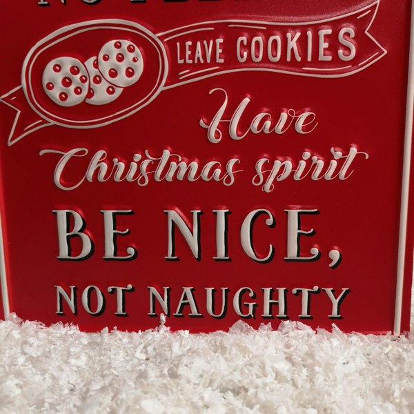 Samuel Alexander 68cm Indoor Outdoor Red Metal Santa's Rules Sign Hanging Christmas Decoration