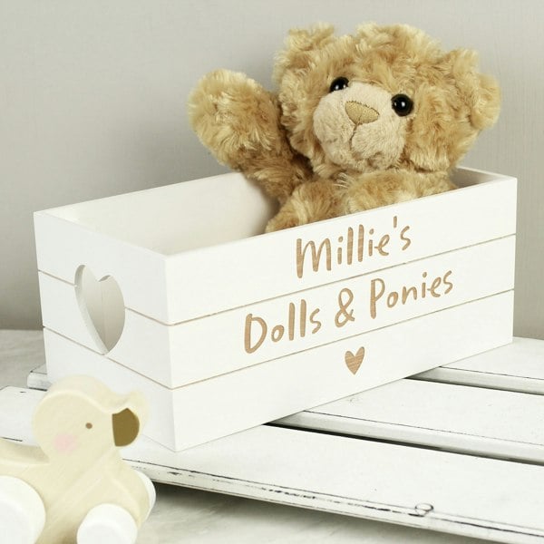 Personalised Memento Company Personalised Free Text Heart White Wooden Crate