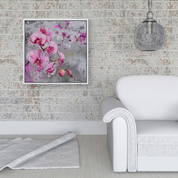 Warren Reed Orchids Splash Art Framed Canvas