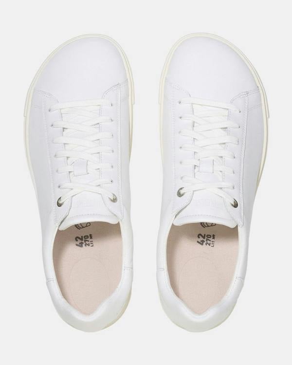 Birkenstock Bend Low Natural Leather Womens Trainers - White | CHO | Designer Womens Trainers