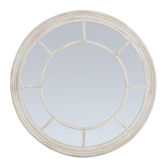 Wyld Haus White Washed Round Window Pane Wall Mirror