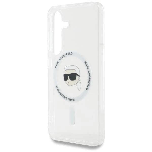 Karl Lagerfeld Button Karl Head Printed Logo Case with MagSafe for Samsung Galaxy S25 6.2" Clear - KLHMS25SHLSKIH