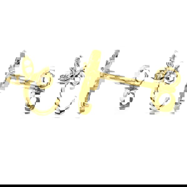 Say It With Winged Initial Earrings - Yellow Gold Plated