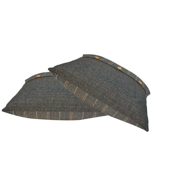 Wyld Haus Set of 2 Quimper Pewter Cushion Covers with Button Detail
