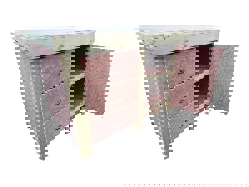 Arbor Garden Solutions Wooden Eucalyptus hardwood top workbench, cabinet with lockable cupboard (V.3) double shelf