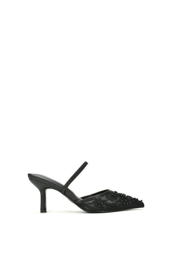XY LONDON Embroidered Slingback Mesh Court Shoes