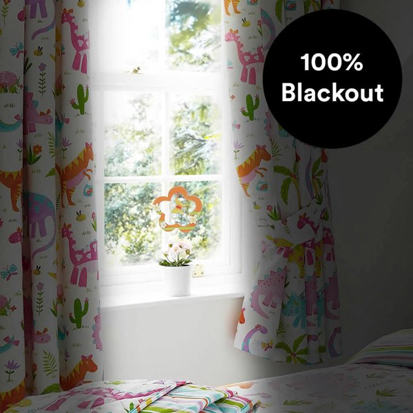 Happy Linen Company Daisy Dinosaur Thermal Blackout Curtains