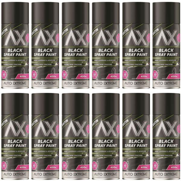 Auto Extreme 12X Auto Extreme Pro Satin Black Spray Paint 400ml