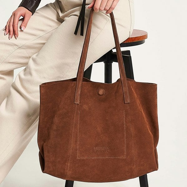 Barneys Originals Real Cow Suede Everyday Tote Bag