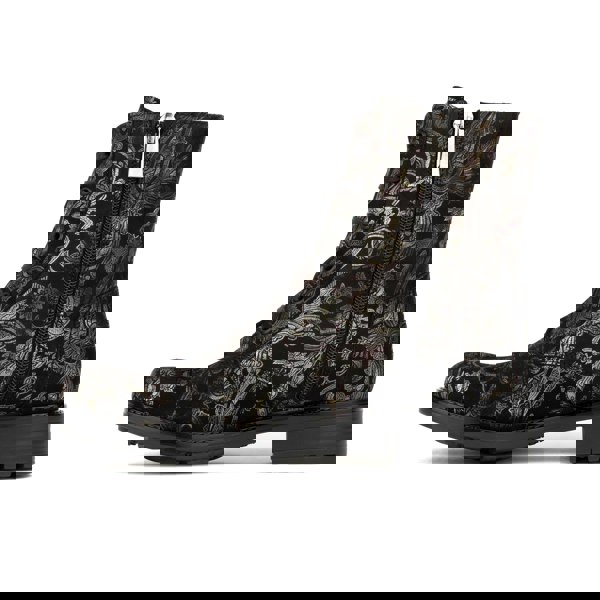 Embassy London Laviva High - Black & Gold & Burgundy - Women's wide fitted leather higher ankle boot wool lined