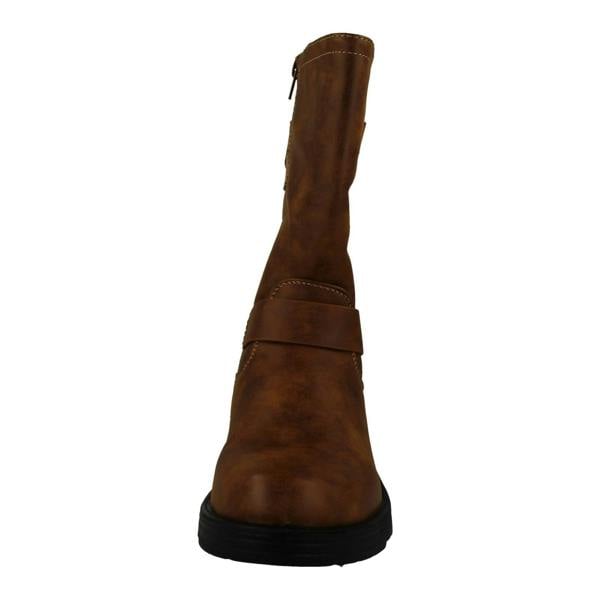 Spot On Ladies Spot On Buckle Detailed Wide Fit Mid-Calf  Boots F51200