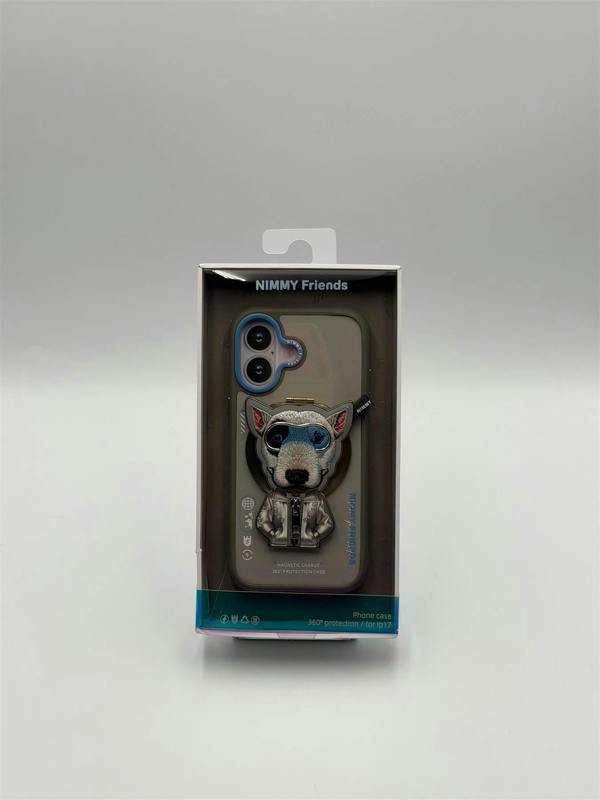 Nimmy Friends Nimmy Cool & Cute 2.0 Terrier Dog Case with MagSafe Stand for iPhone 17 6.3" Grey Blue - N-YJKM-CXZJZH-IP17-019