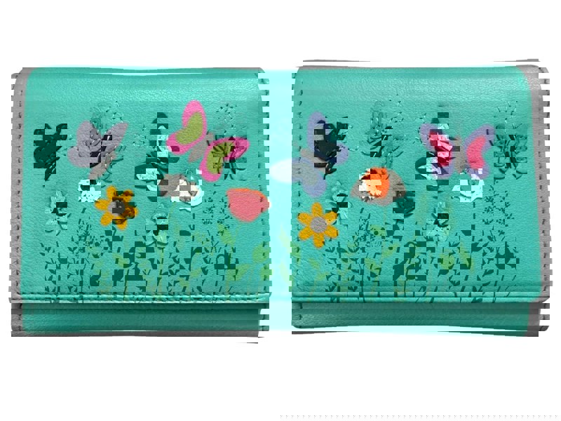 Mala Leather Sophia Floral & Butterflies Matinee Leather Purse