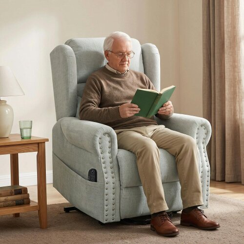 HOMCOM Riser Recliner Chair Massage and Heat, Power Lift Chair, Light Grey