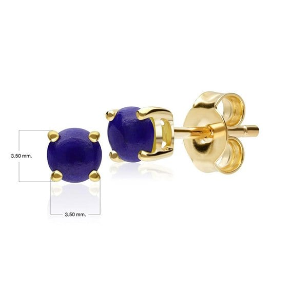 Gemondo Classic Round Lapis Lazuli Claw Set Single Stone Earrings in 9ct Gold