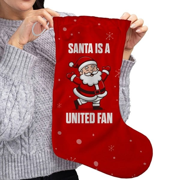BritishmadeGifts Santa is a United Football Fan - Christmas Stocking