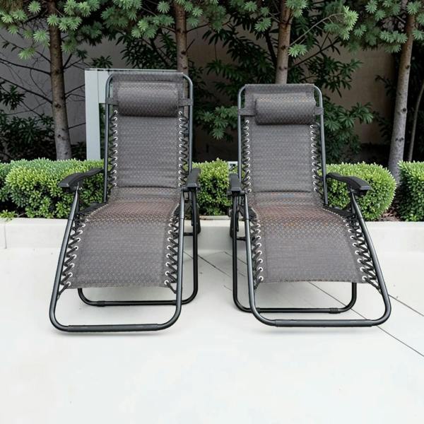 The Garden Marketplace Padded Garden Anti Gravity Recliner Chairs Brown (Set of 2)