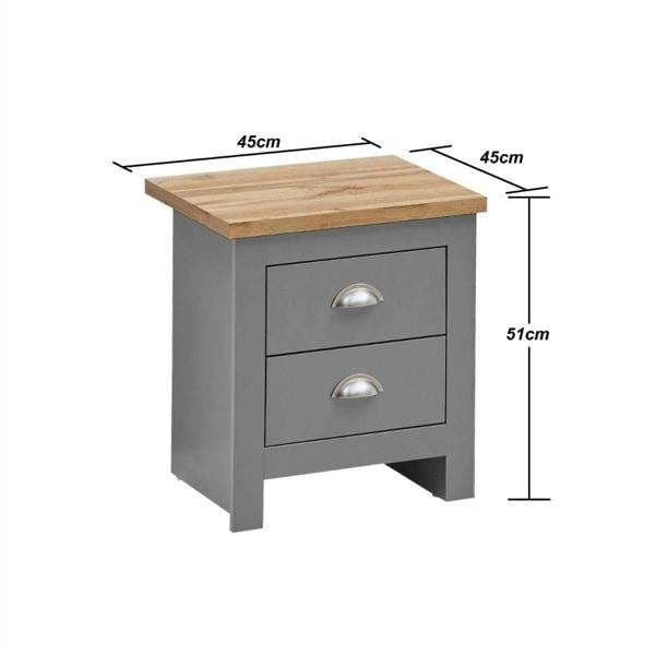 Timber Art Design Lisbon 2 Drawer Bedside Cabinet Bedroom Furniture Nightstand Table