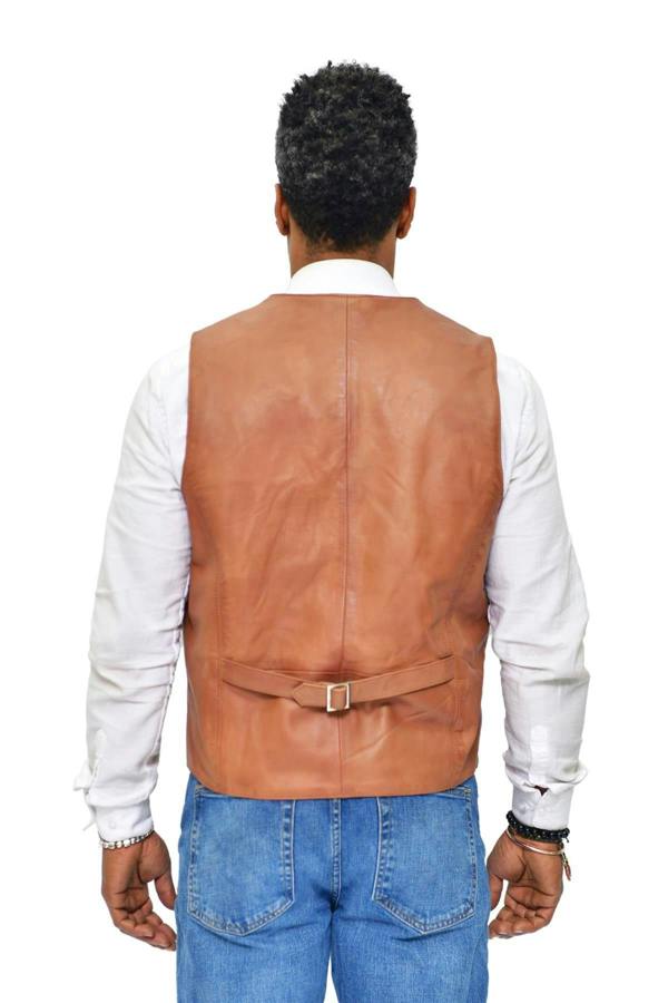 Infinity Leather Mens Classic Leather Waistcoat-Chester