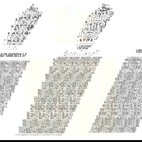 WALPLUS WT1598 - Vintage Victorian Wall Tile Stickers - 15 cm x 15 cm - 24 pcs