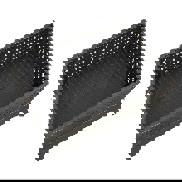 Rectangular Black Fire Pit Wood Burner - Modern Outdoor Garden Heater Mesh Lid - LoopsDirect