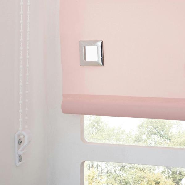 A.Unique Home Trimmable Square Eyelet Roller Blind - 2FT - BLUSH PINK - 60cm(W)x170cm(L)