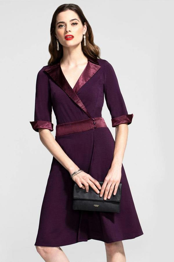 HotSquash Fit & Flare Wrap Dress with Silky Trim