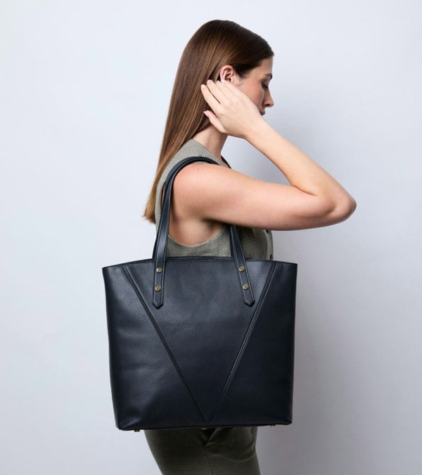 Votch Honor Vegan Bio-Based Bamboo Leather Tote Bag - Black