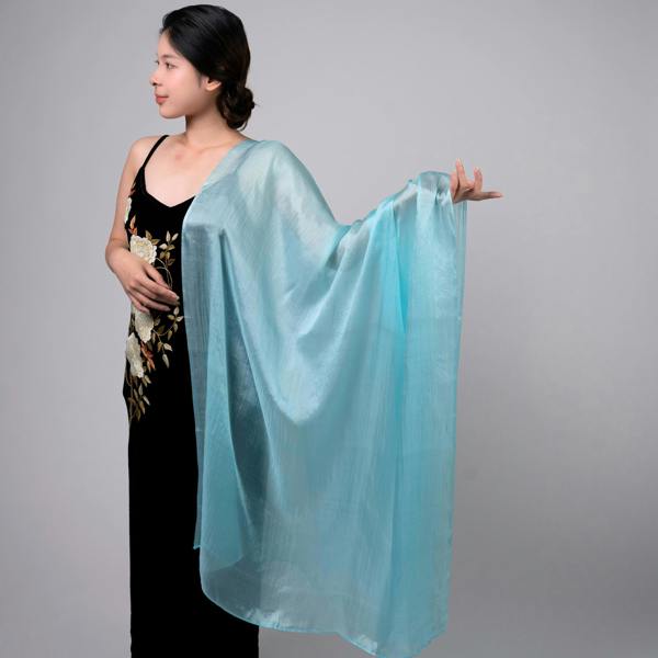 Ice Blue Silk Scarf – Hand-Dyed Mulberry Silk, Bridesmaid & Evening Wrap