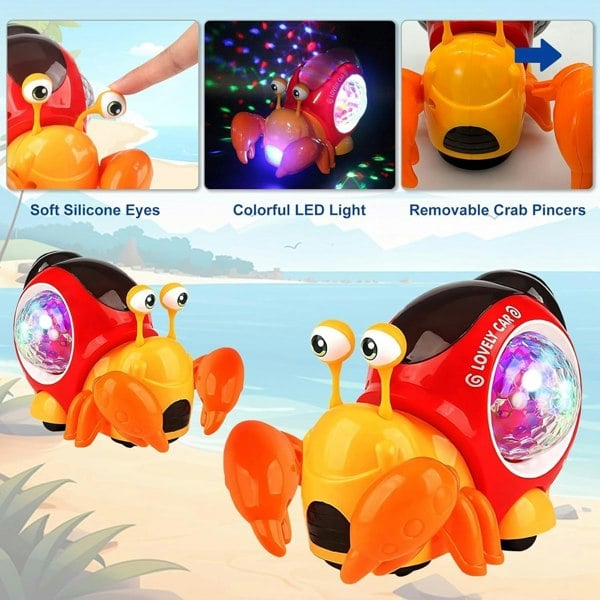 Dragodirect Interactive Musical Light-Up Crawling Crab Toy Automatic Hermit Crab
