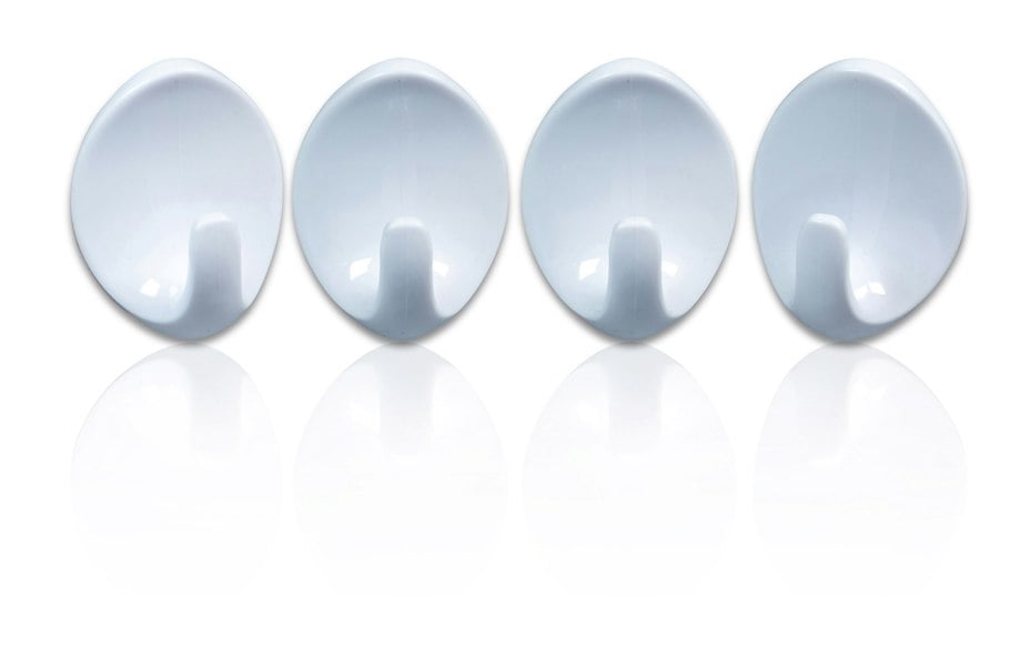 St Helens Self Adhesive Oval Shaped Plastic Hooks (Pack of 4)