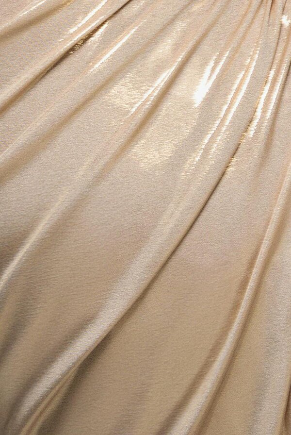 Goddiva Off The Shoulder Corset Wrap Corset Foil Maxi Dress - Gold by Goddiva