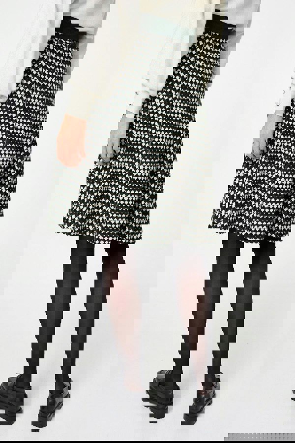 Green | Geo Print High Waist Knee Length Skirt
