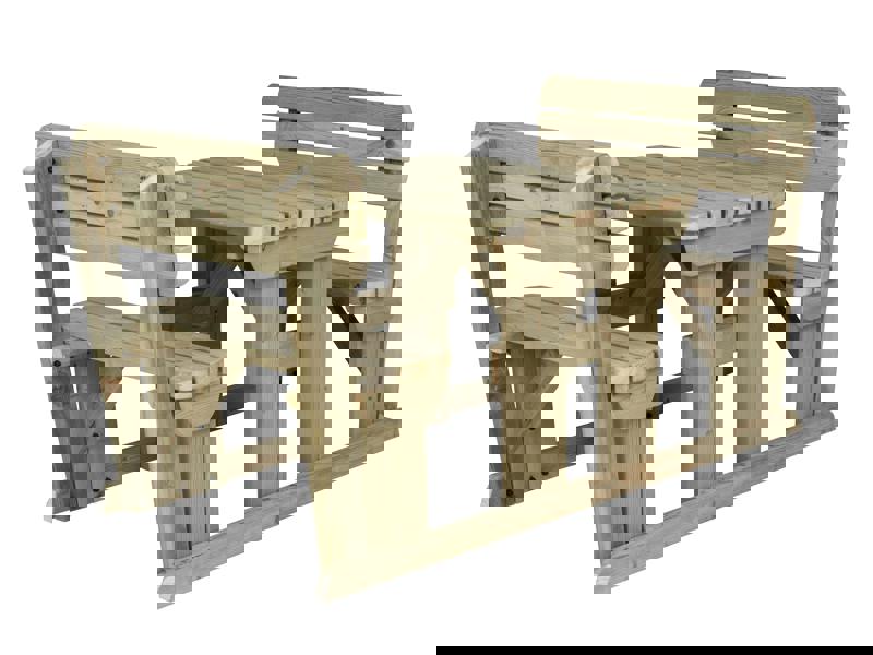 Alders Rounded Picnic Table and Benches Set with Backrest – Wooden Outdoor Dining Set for Gardens and Patios