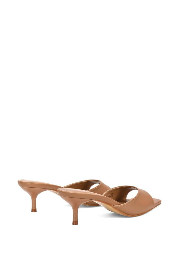 XY LONDON Square Toe Kitten Heel Slip On Heeled Sandal Mules