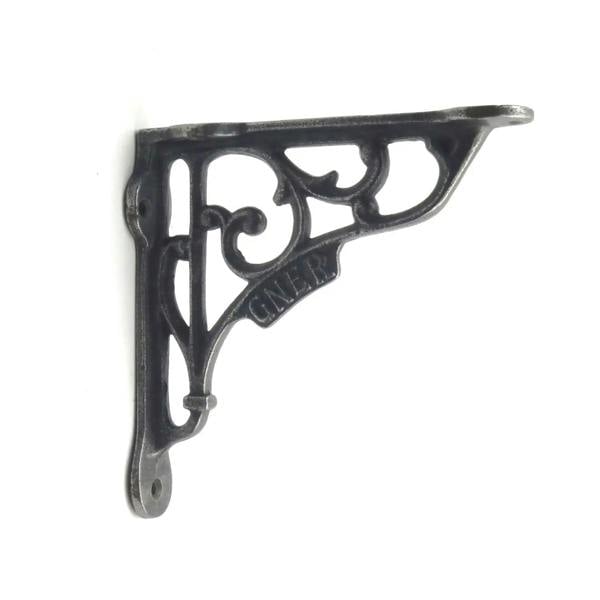 Pair of Antique Cast Iron 'GNER' Railway Victorian Style Shelf Brackets 