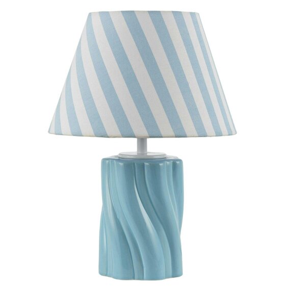 Happy Homewares Glossy Sky Blue Glazed Ceramic Lamp with Sculptural Twisted Base