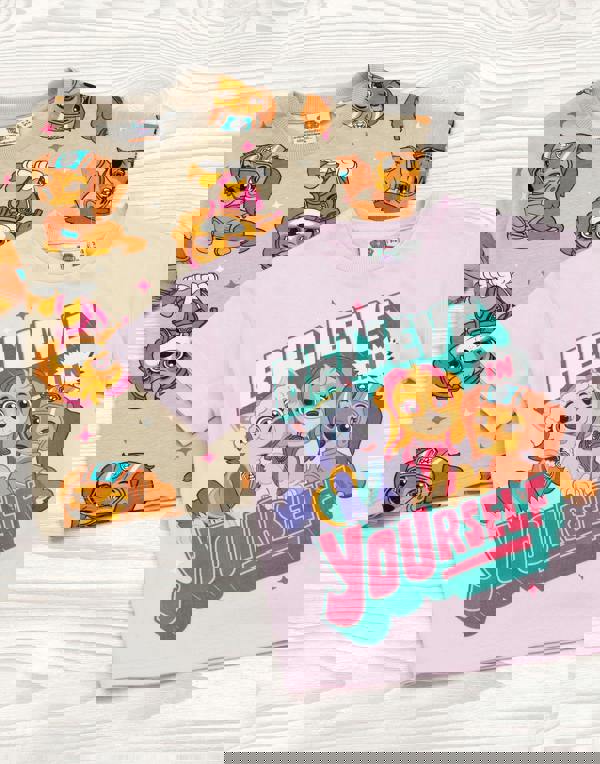 Paw Patrol Girls Multicoloured Believe In Yourself Multi-Character Print Multi-Pack of 2 Short-Sleeved T-Shirts