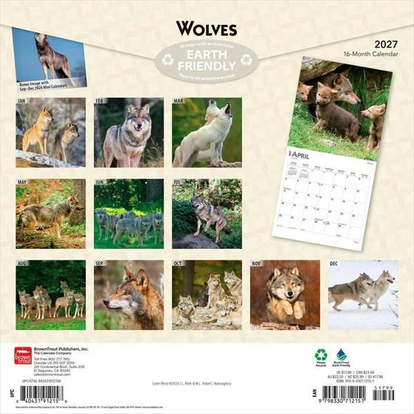 Wolves Calendar 2027, Wall Calendars, Month To View, Animals, Gift