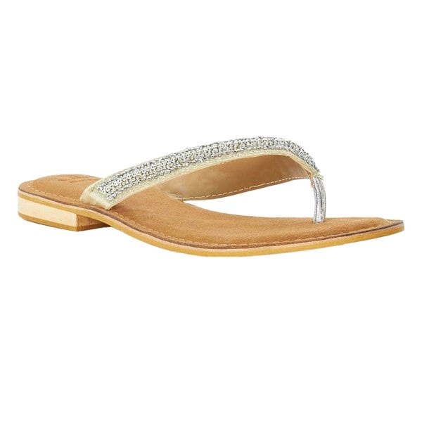 Dune London Womens/Ladies Labyrinth Beaded Suede Toe Post Flat Sandals - Tan