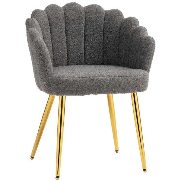 Bobobiy Lounge Chair Petal-Back Armchair Metal Metal Legs for Living Room Bedroom, Grey
